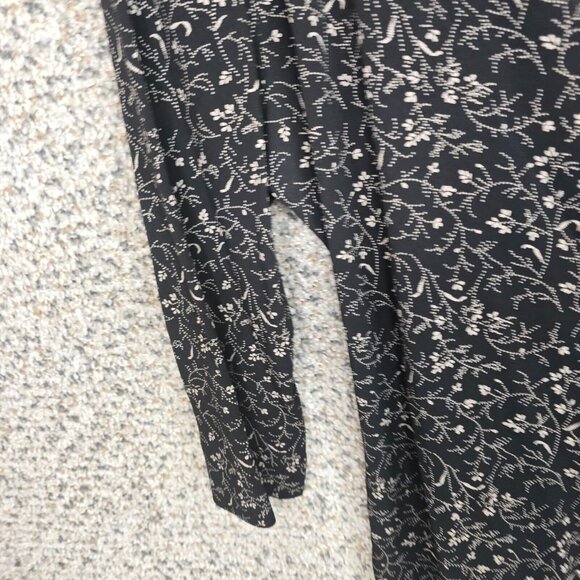 Talbots Top‎ Womens Medium Black Floral Print Surplice Neck Wrap Blouse Ladies - Picture 3 of 7